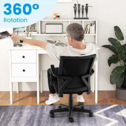 Costway Home Office Chair Ergonomic Desk Chair with Lumbar Support in Black - thumbnail 4