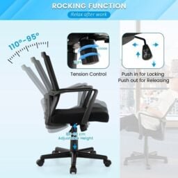Costway Home Office Chair Ergonomic Desk Chair with Lumbar Support in Black - thumbnail 5