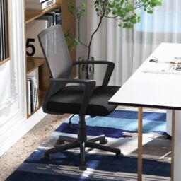 Costway Home Office Chair Ergonomic Desk Chair with Lumbar Support in Black - thumbnail 2