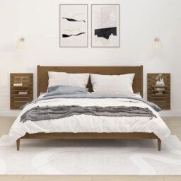 Berkfield Home Wall-mounted Bedside Shelves 2 pcs Honey Brown Solid Wood Pine