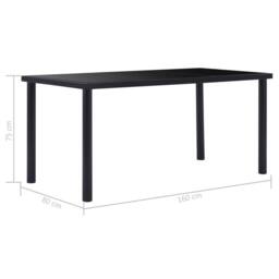 Berkfield Home Modern Dining Table Black 160x80x75 cm Tempered Glass - Size: 160 x 80 x 75 cm - thumbnail 5