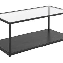 Wyld and Coco Modernist Coffee Table Tempered Glass Top Black Metal Frame 100 x 54 - thumbnail 2