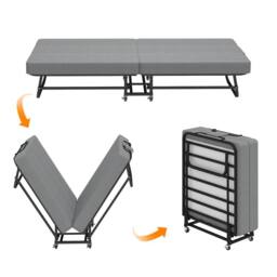 Rolipo Portable Folding Guest Bed with Memory Foam Mattress 79x190cm in Grey - Size: Double - thumbnail 9