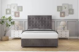 "Comfort Beds Savannah Naples Divan Base 2 Drawers - 26"" Headboard in Grey - Size: Small Double" - thumbnail 3