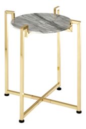 Orsina Versatile White Marble Side Table With Warm Gold Base, Durable Side Table By Couch, Elegant Lounge Table - thumbnail 2