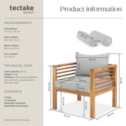 tectake Garden Chair Boka in Brown - Size: 1 Seater - thumbnail 6