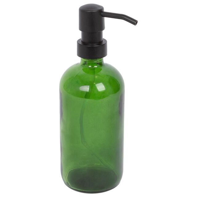Harbour Housewares 500ml Glass Soap Dispenser - Refillable Hand Wash Bottle with Pump in Green - image 1