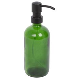 Harbour Housewares 500ml Glass Soap Dispenser - Refillable Hand Wash Bottle with Pump in Green