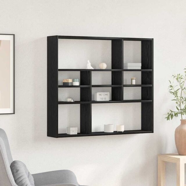 Berkfield Home Wall Shelf Black Oak 90x16x78 cm Engineered Wood - Size: 90 x 16 x 78 cm - image 1