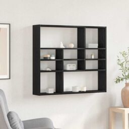 Berkfield Home Wall Shelf Black Oak 90x16x78 cm Engineered Wood - Size: 90 x 16 x 78 cm - thumbnail 1