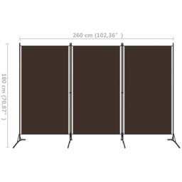 Berkfield Home Practical 3-Panel Room Divider Brown 260x180 cm - thumbnail 5