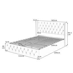 HomeTouch Ambessa Velvet Ottoman King Size Bed Frame with Headboard & Storage in Beige - thumbnail 7
