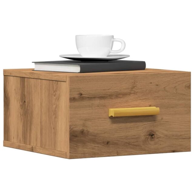 Berkfield Home Wall-mounted Bedside Cabinet Artisan Oak 35x35x20 cm in Brown - Size: 35 x 35 x 20 cm - image 1