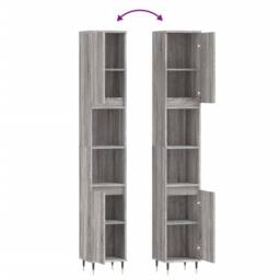 Berkfield Home Durable Bathroom Cabinet Grey Sonoma 30x30x190 cm Engineered Wood - Size: 30 x 30 x 190 cm - thumbnail 9