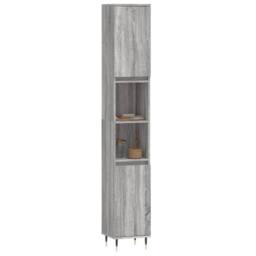 Berkfield Home Durable Bathroom Cabinet Grey Sonoma 30x30x190 cm Engineered Wood - Size: 30 x 30 x 190 cm
