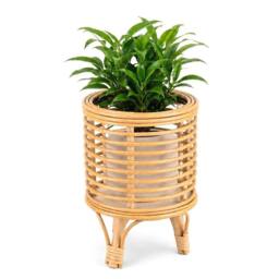 Kelvenix M Rattan Floor Planter Stand with Handle in Natural - thumbnail 1