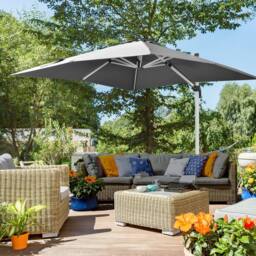 Matteo Cantilever Roma Parasol - 3x3m Square, Grey, Tilt & 360° Rotation in Grey - thumbnail 2