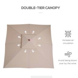 EONLION Beige-Wood Square Patio Umbrella Market in Beige - Size: 100 cm - thumbnail 4