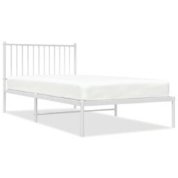 Berkfield Home Metal Bed Frame with Headboard White 100x200 cm - thumbnail 2