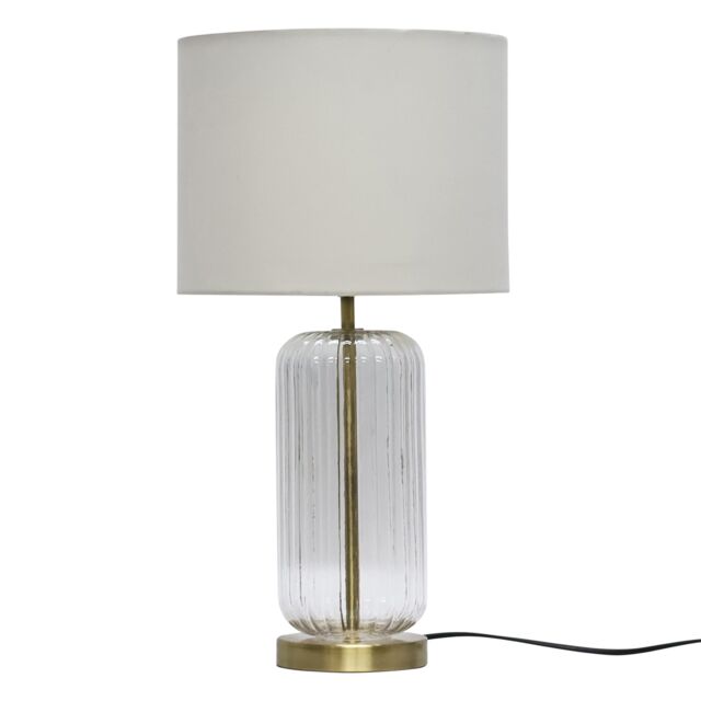 First Choice Lighting Walpole - Fluted Glass Antique Brass 49cm Table Lamp with Ivory Shade in Bronze - image 1