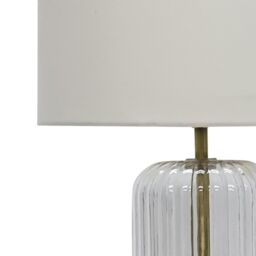 First Choice Lighting Walpole - Fluted Glass Antique Brass 49cm Table Lamp with Ivory Shade in Bronze - thumbnail 2