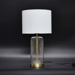 First Choice Lighting Walpole - Fluted Glass Antique Brass 49cm Table Lamp with Ivory Shade in Bronze - thumbnail 5