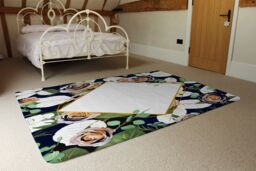 Benjamin Tate Design Decorative Flowers On Navy Rug in Natural - Size: Large - thumbnail 3