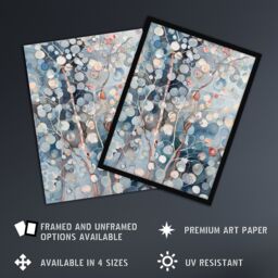 "Artery8 Abstract Bubble Forest Trees Watercolour Painting Wall Art Print in Blue - Size: W18"" x H24""" - thumbnail 2