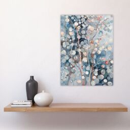 "Artery8 Abstract Bubble Forest Trees Watercolour Painting Wall Art Print in Blue - Size: W18"" x H24""" - thumbnail 4
