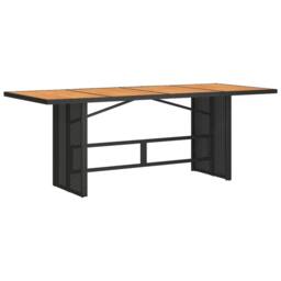 Berkfield Home Garden Table with Acacia Wood Top Black 190x80x74 cm Poly Rattan - Size: 190 x 80 x 74 cm - thumbnail 1
