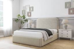 "Comfort Beds Diana Plush Bed Frame - 45"" Upholstered Headboard in Cream - Size: King"