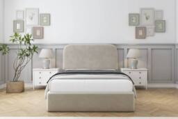 "Comfort Beds Diana Plush Bed Frame - 45"" Upholstered Headboard in Cream - Size: King" - thumbnail 2