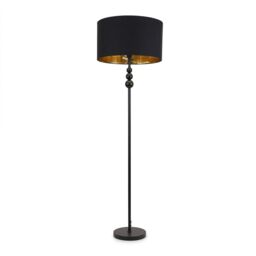 ValueLights Marissa Black & Metallic Gold Shade with Black Stacked Ball Floor Lamp - thumbnail 2
