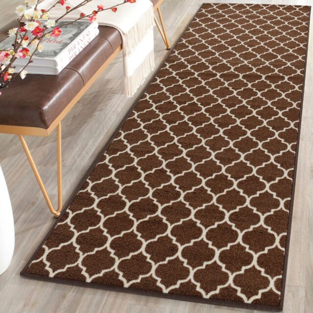 Smart Living Trellis Heavy Duty Machine Washable Hallway Kitchen Non Slip Door Mat in Dark Brown - Size: 40 cm x 60 cm - image 1