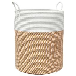Berkfield Home Storage Basket Brown & White √ò38x46 cm Cotton - Size: 38x46 cm - thumbnail 2