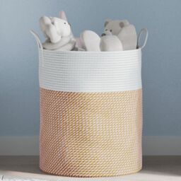 Berkfield Home Storage Basket Brown & White √ò38x46 cm Cotton - Size: 38x46 cm