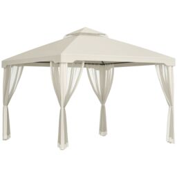 OUTSUNNY 3 x 3 m Metal Gazebo Garden Outdoor 2-Tier Roof Marquee Party in Cream - thumbnail 2