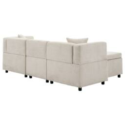Merax 4-Seater Modular L-Shaped Sectional Sofa with Storage Ottoman in Beige - thumbnail 5