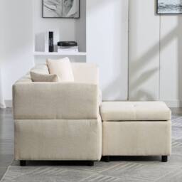 Merax 4-Seater Modular L-Shaped Sectional Sofa with Storage Ottoman in Beige - thumbnail 7