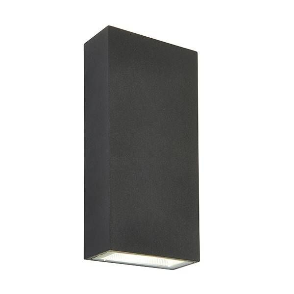 Netlighting Morti Integrated LED 2 Light Outdoor Up Down Wall Light Textured Dark Matt Anthracite Glass IP44 in Black - image 1