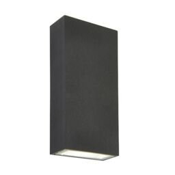 Netlighting Morti Integrated LED 2 Light Outdoor Up Down Wall Light Textured Dark Matt Anthracite Glass IP44 in Black