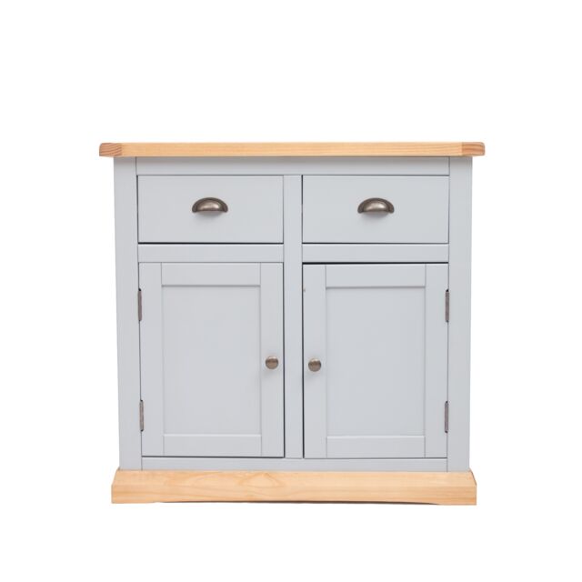 Cabinet Bits Bomporto Light Grey 2 Drawer 2 Door Sideboard Brass Cup Handle - image 1