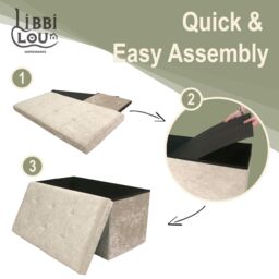 Libbi Lou Velvet Footstool Ottoman Storage Box 76x38x38cm in Cream - Size: 76 x 38 x 38 cm - thumbnail 2
