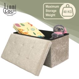 Libbi Lou Velvet Footstool Ottoman Storage Box 76x38x38cm in Cream - Size: 76 x 38 x 38 cm - thumbnail 3