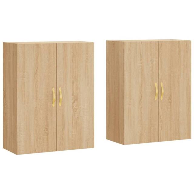 Berkfield Home Wall Mounted Cabinets 2 pcs Sonoma Oak 69.5x34x90 cm in Light Tan - image 1