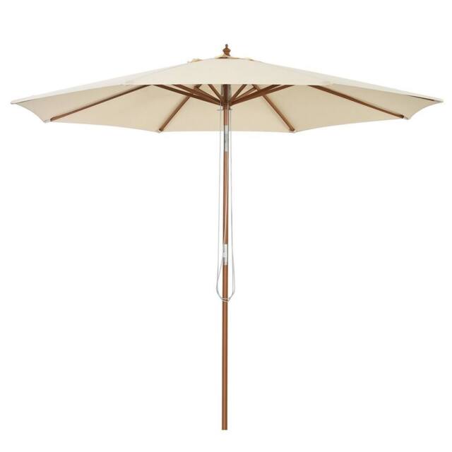 Costway 3M Patio Umbrella Garden Parasol Sun Shade Market Umbrella w/ 8 Ribs in Beige - image 1
