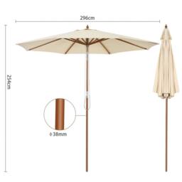 Costway 3M Patio Umbrella Garden Parasol Sun Shade Market Umbrella w/ 8 Ribs in Beige - thumbnail 2