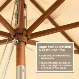 Costway 3M Patio Umbrella Garden Parasol Sun Shade Market Umbrella w/ 8 Ribs in Beige - thumbnail 9