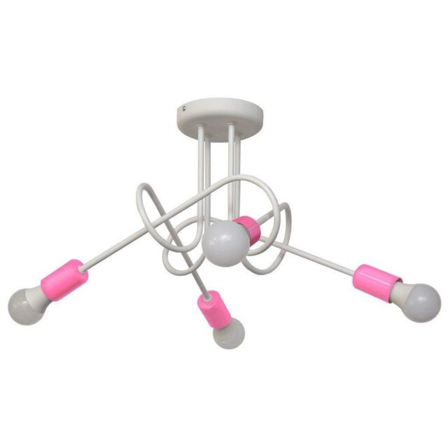 Netlighting Oxford Multi Arm Semi Flush Ceiling Light White Pink 44cm