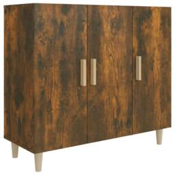 Berkfield Home Sideboard Smoked Oak 90x34x80 cm Engineered Wood in Brown - Size: 90 x 34 x 80 cm - thumbnail 1